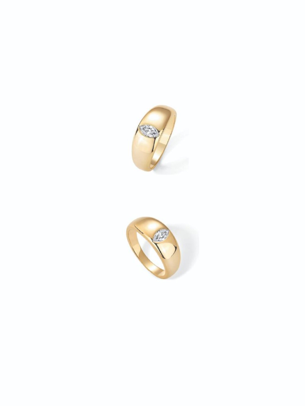 PAVOI 14K Gold Plated Chunky Dome Statement Ring Marquise CZ Dome Ring